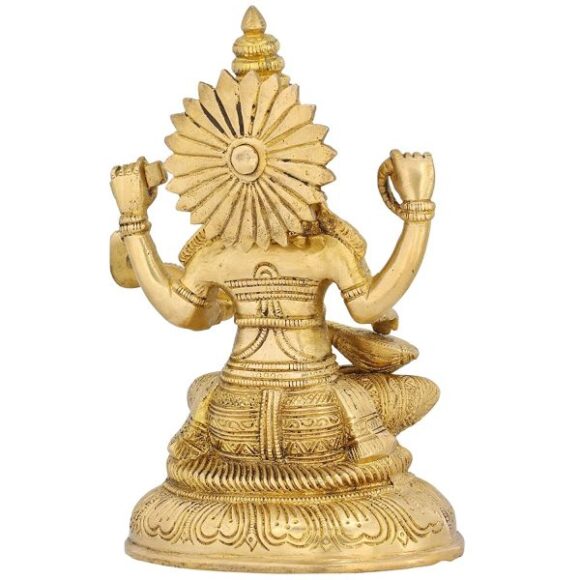 Brass Statue Goddess Saraswati Idol for Puja Mandir Hindu 7.75 Inch - Image 5