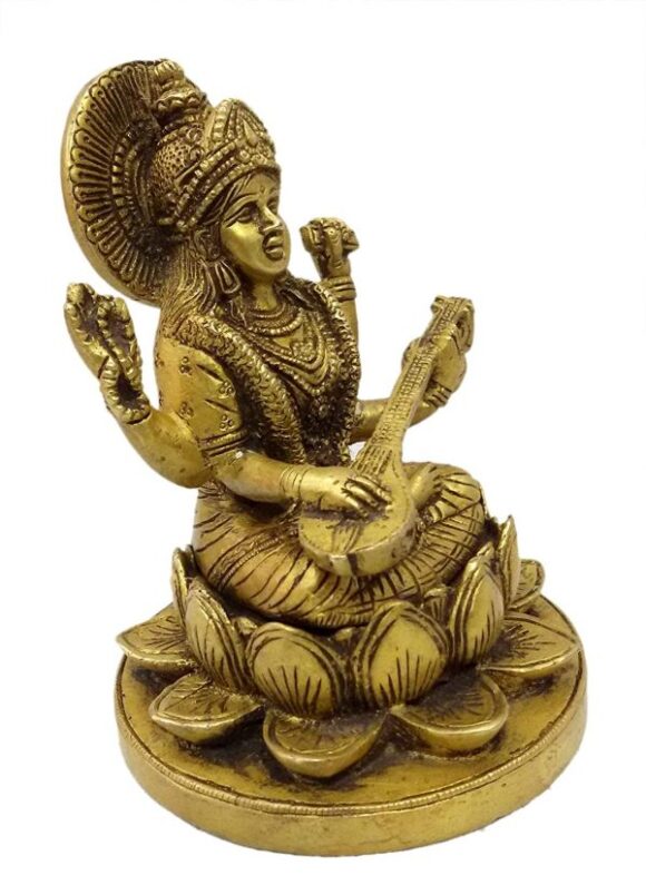 Pure Brass Metal Saraswati Devi - Image 2