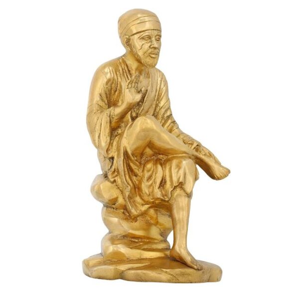 Brass Sai Baba Sculpture, Height 10 Inch, Length 5 Inch, Width 5 Inch, Gold - Image 4
