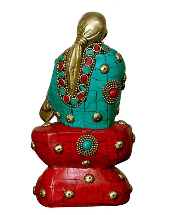 Brass Statue/Idol of Sai Baba Sitting Handcrafted with Antique Look/Diwali Gift (Dimensions LxBxH – 2.5x3x6.5 inches), Weight – 1.2 kg - Image 2