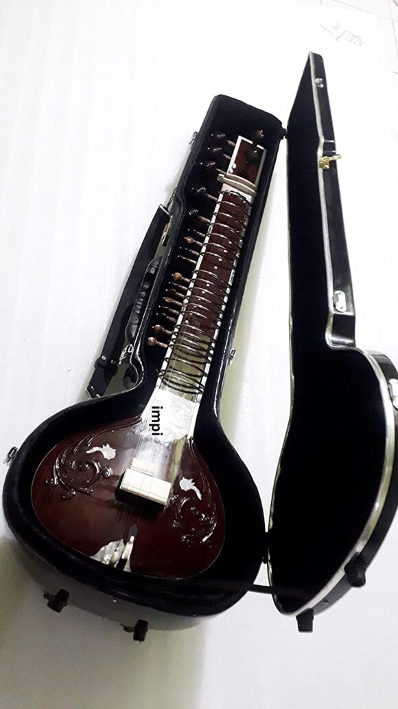 Original Toon Wood Sweet Sound Good Jawari Best Strings Sitar with Fiber Box (Standard) - Image 2