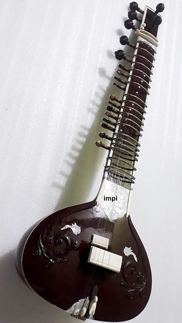 Original Toon Wood Sweet Sound Good Jawari Best Strings Sitar with Fiber Box (Standard) - Image 3