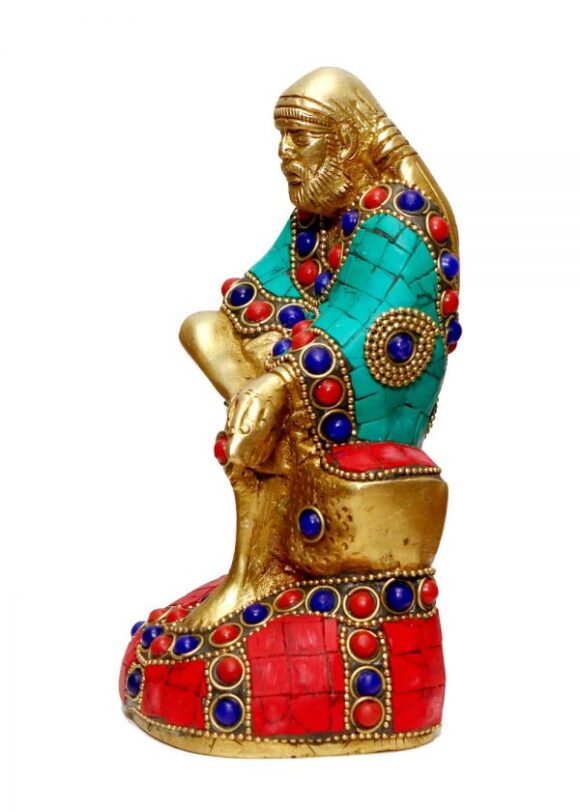 Beautiful Brass Statue/Idol Shirdi Sai Baba Showpiece, (3.2” x 2.5” x 6.4”) Weight: 1.2kg - Image 3
