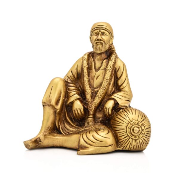 Brass Sai Baba Statue, 5.5 x 5.5 Inch, Golden