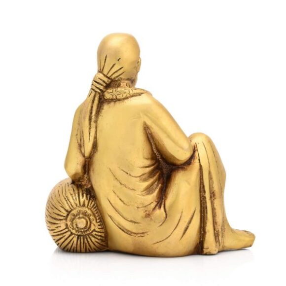 Brass Sai Baba Statue, 5.5 x 5.5 Inch, Golden - Image 3