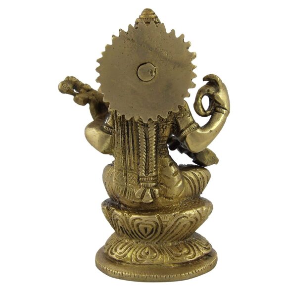Goddess Saraswati Small Brass Statues for Decor at Home 4.25 Inch 700 Gr - Image 5