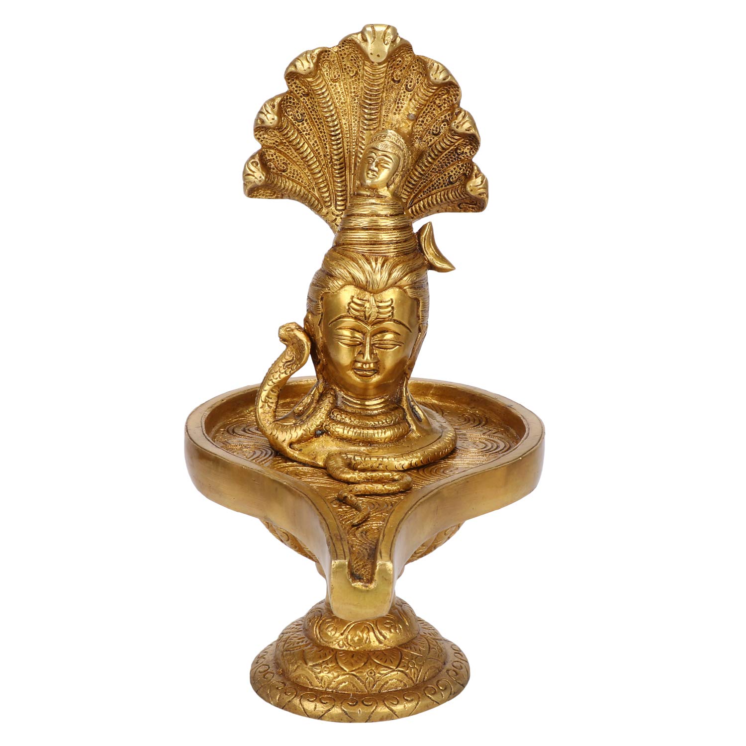 Brass Pooja Items for Home Shivling with Shiva Bholenath Face Nag Devta  Sheshnaag Mandir Office Hindu Gift Puja Vastu Gold Color 10 Inches – Krisha  Krafts