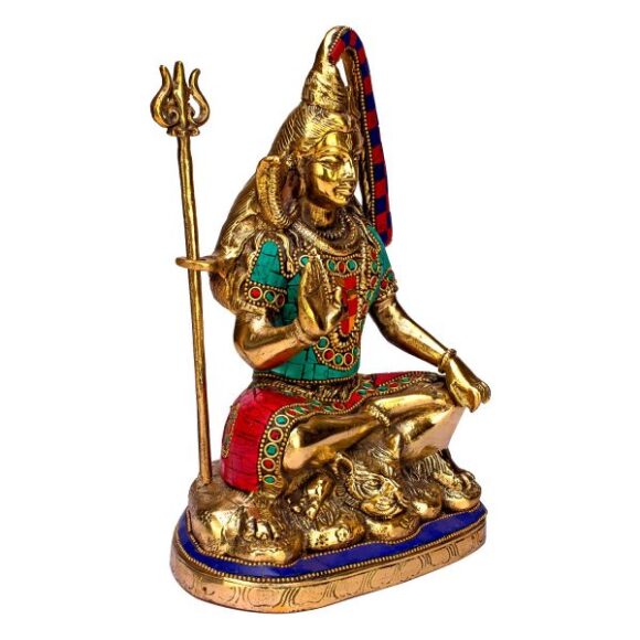 Brass Shiva in Blessing Posture On Lion with Trishul and Ganga Ji Flowing from Jatta | Bhole Bhandari Shivaratri Maha Shivratri - Image 2