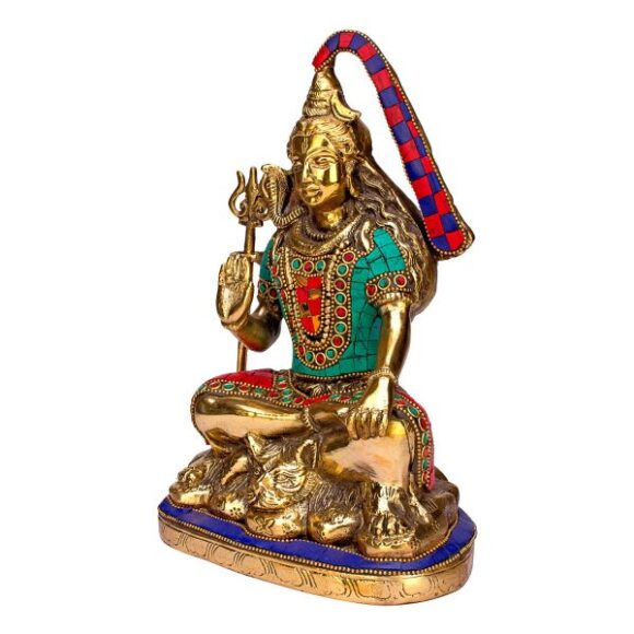 Brass Shiva in Blessing Posture On Lion with Trishul and Ganga Ji Flowing from Jatta | Bhole Bhandari Shivaratri Maha Shivratri - Image 3