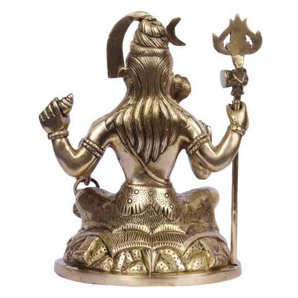 Brass Lord Shiva Idol Wearing Rudraksha Mala in Sitting Tiger with Trishul and Damru Shiv Murti Statue Ma Ganga from Jata House Mandir Warming Mahashivaratri Gift Gold Color 10 Inch - Image 4
