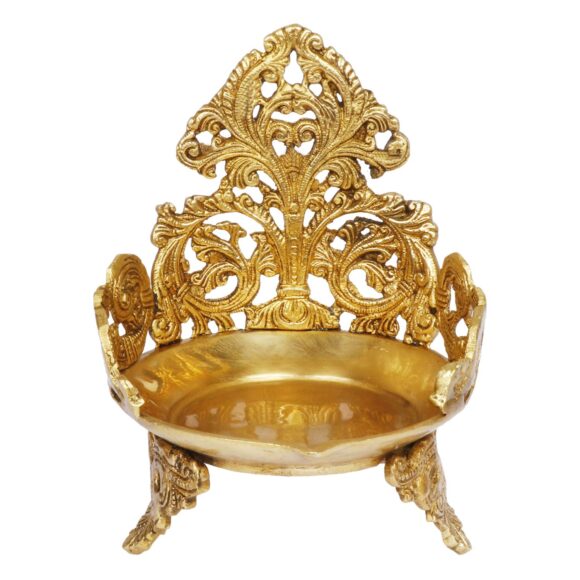 Brass Large Size Traditional Urli Vessel for Home Decor Flower Petals in Water Decoration with Stand Living Room Balcony Office Showpiece Vastu Benefit Size Height 9 Inch