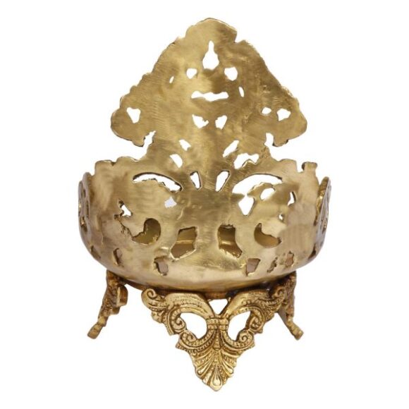 Brass Large Size Traditional Urli Vessel for Home Decor Flower Petals in Water Decoration with Stand Living Room Balcony Office Showpiece Vastu Benefit Size Height 9 Inch - Image 3