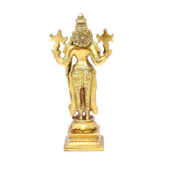Brass Large Size Lord Bhagwan Vishnu Narayan Statue Standing Idol Murti for Home Decor Mandir Pooja 8 Inches Weight 1.2 KG - Image 3