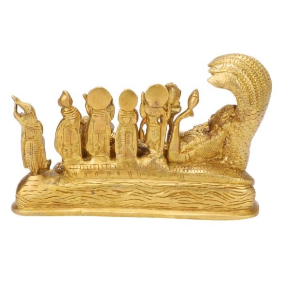 Brass Lord Vishnu Bhagwan Resting on Sheshnaag Laxmi Ji Pressing Legs Surrounded by Garuda for Home Office Decor Entrance Mandir Good Luck Gift - Image 4