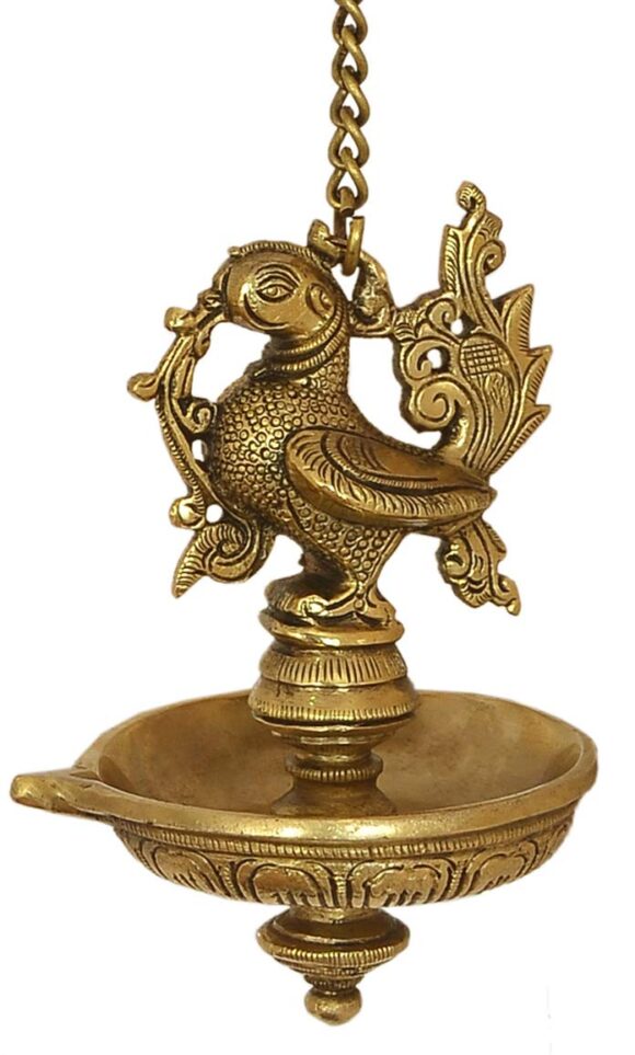 Brass Wall Hanging Diya Deepak in Glossy Antique Finish Puja Item Fengshui Gift