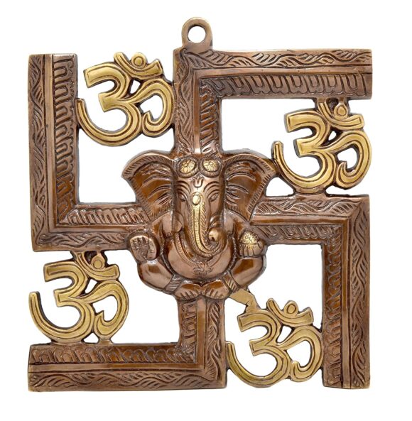 Brass Swastika Om Ganesha Wall Hanging Showpiece