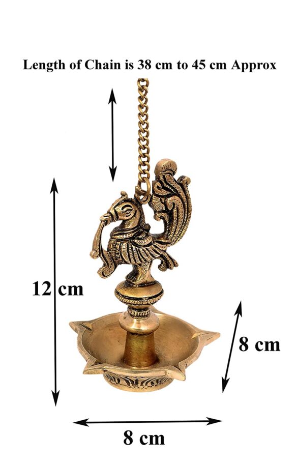 Brass Wall Hanging Diya Deepak, Table Oil Lamp, Glossy Antique Finished - Image 4