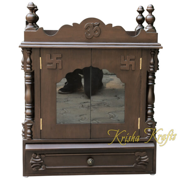Pooja Mandir for Home ,God stand,Religious living House Office Decoration Room Handmade Temple, Original Wood with Glass Doors