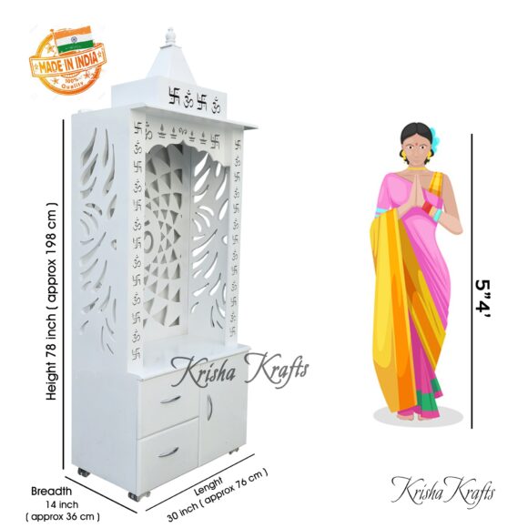 Pooja Mandir for Home /God Stand Religious Living House Decoration Handmade Temple, Original Wood With LED lights - Image 2