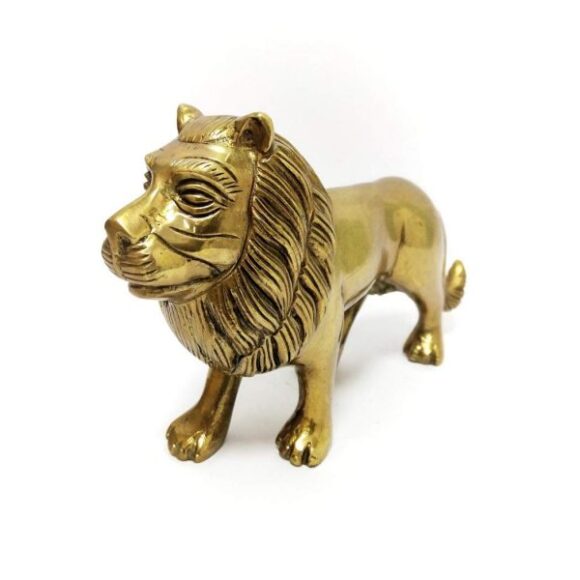 Brass Lion Statue, Standard, Multicolour Vastu Feng shui Home decor - Image 2