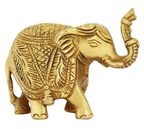 Brass Trunk Up Elephant Statues Set of 2 – Showpiece Metal Statue – Lucky Figurine- Home Décor Gifts Item - Image 2