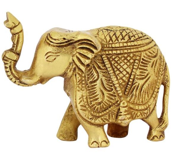 Brass Trunk Up Elephant Statues Set of 2 – Showpiece Metal Statue – Lucky Figurine- Home Décor Gifts Item - Image 3