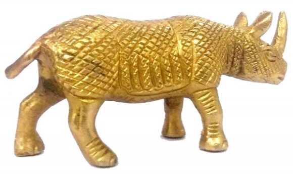 Brass Rhinoceros Statuette: Collectible Art Showpiece - Image 2