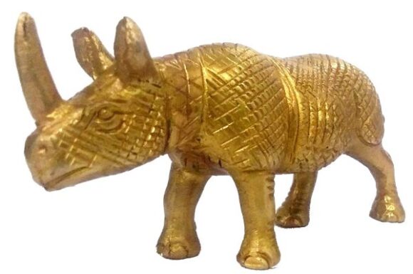 Brass Rhinoceros Statuette: Collectible Art Showpiece - Image 3