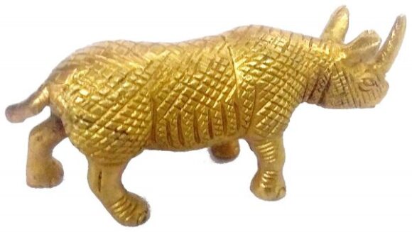 Brass Rhinoceros Statuette: Collectible Art Showpiece - Image 4