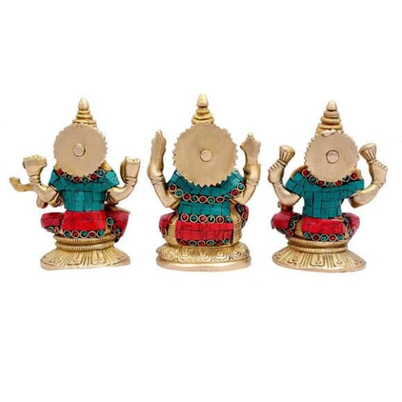 Goddess Laxmi Ganesha Saraswati Idol – Lakshmi Ganesh Murti (5″ Height X 3″ Width) - Image 3