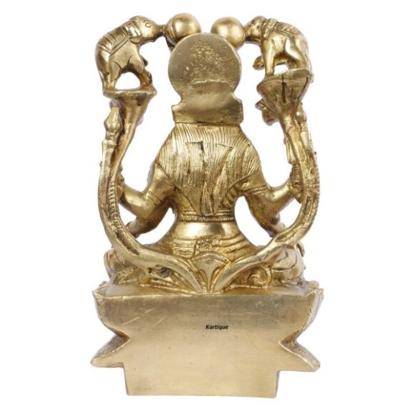 Goddess Maa Laxmi Idol Gajalakshmi Brass Statue Sitting on Lotus Two Auspicious Elephants Pour The Waters of Fertility Over Lakshmi for Home Decor Good Luck Vastu Remedy Gold Color 7 Inch - Image 4
