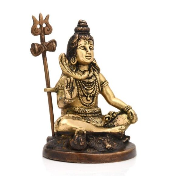 Brass Lord Shiva Statue Hindu God Idol Shiv Shankar Deity Figurine Home Table Top Decor(Size 6 x 4 Inches) - Image 3