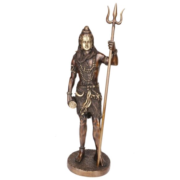 Brass Shiva Bhagwan Statue Murti Standing with Trishul for Home Decor Pooja Room Shivji Idol Showpiece Bronze Color Height 24 Inch Large