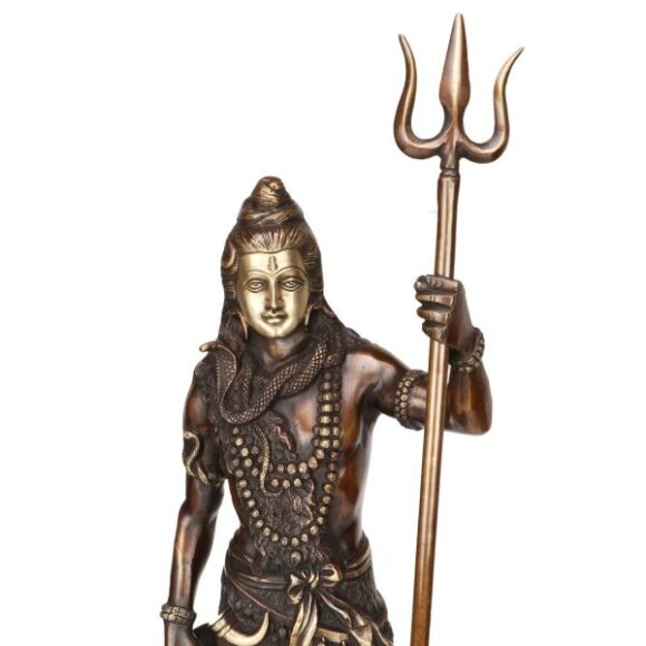 Brass Shiva Bhagwan Statue Murti Standing with Trishul for Home Decor Pooja Room Shivji Idol Showpiece Bronze Color Height 24 Inch Large - Image 2