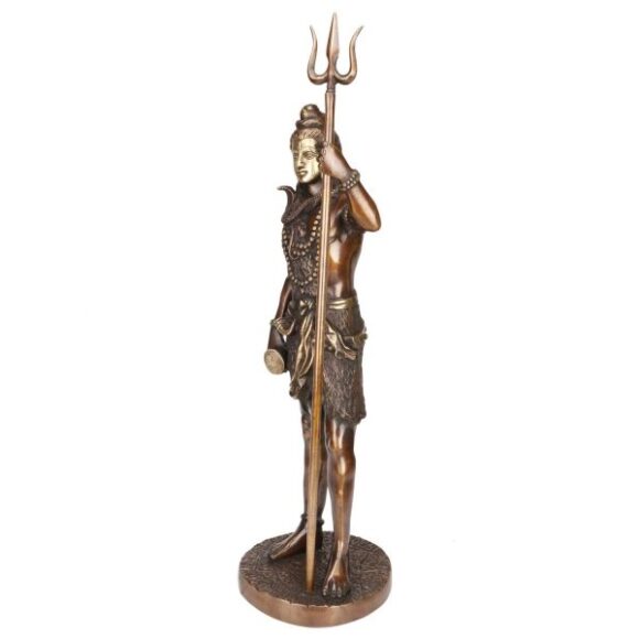 Brass Shiva Bhagwan Statue Murti Standing with Trishul for Home Decor Pooja Room Shivji Idol Showpiece Bronze Color Height 24 Inch Large - Image 3