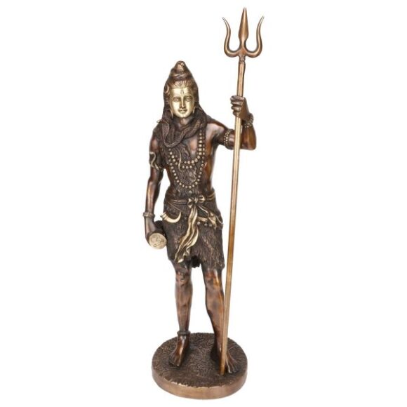 Brass Shiva Bhagwan Statue Murti Standing with Trishul for Home Decor Pooja Room Shivji Idol Showpiece Bronze Color Height 24 Inch Large - Image 4
