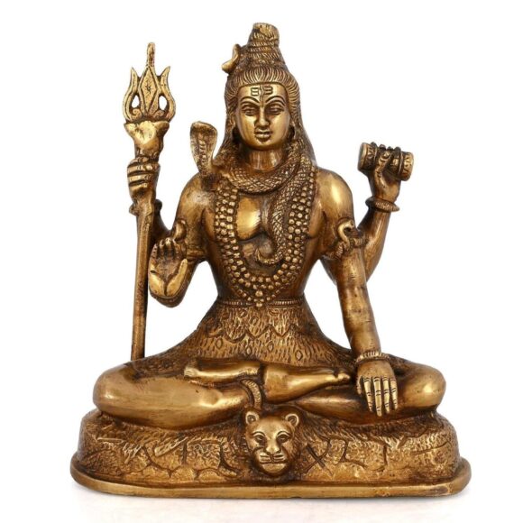 Brass Shiva Idol Figurine, Height : 8.5″ I Home Décor