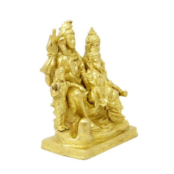 Brass Sculpture Lord Shiva MATA Parvati with Family Lord Ganesha,Lord Kartikeya Hindu Home Décor,Large 8 Inch,3.34 Kg/ Brass Shiva Parvati – Shiv Parivar Bholenath Shankar Ganesh Family Murti Idol Statue Sculpture Height 6 Inches - Image 2