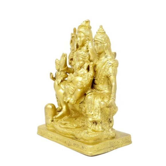 Brass Sculpture Lord Shiva MATA Parvati with Family Lord Ganesha,Lord Kartikeya Hindu Home Décor,Large 8 Inch,3.34 Kg/ Brass Shiva Parvati – Shiv Parivar Bholenath Shankar Ganesh Family Murti Idol Statue Sculpture Height 6 Inches - Image 3