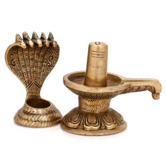 Shivling Idol Brass Sculpture Shiva Shivlingam Puja Statue Hindu God Figurine Decor Gifts - Image 2
