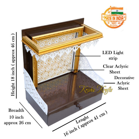 Pooja Temple for Home Offce Wooden Temple/Mandir/Pooja Ghar Size - Image 2