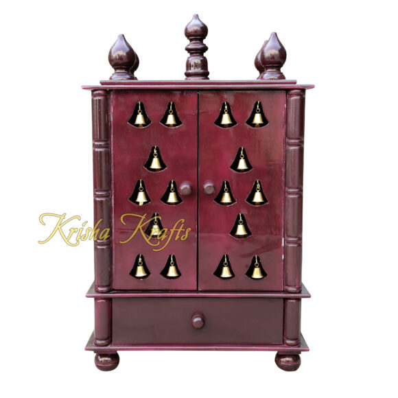 Pooja Mandir for Home /God Stand Religious Living House Decoration Handmade Temple, Original Wood With Bells