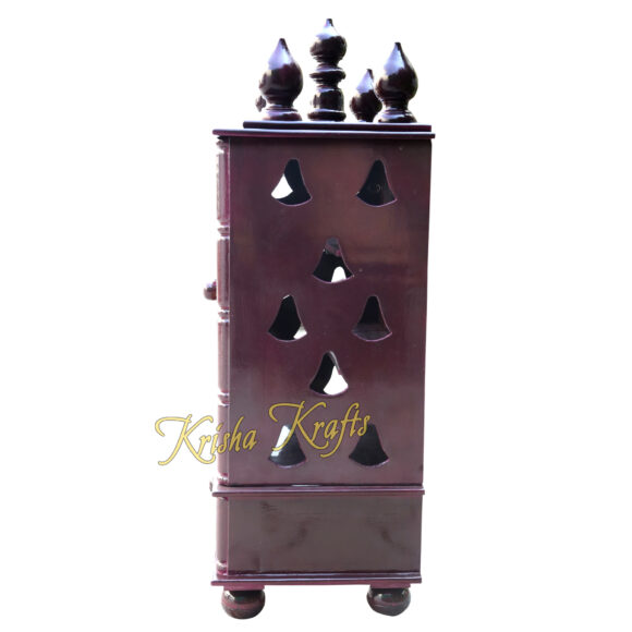 Pooja Mandir for Home /God Stand Religious Living House Decoration Handmade Temple, Original Wood With Bells - Image 4