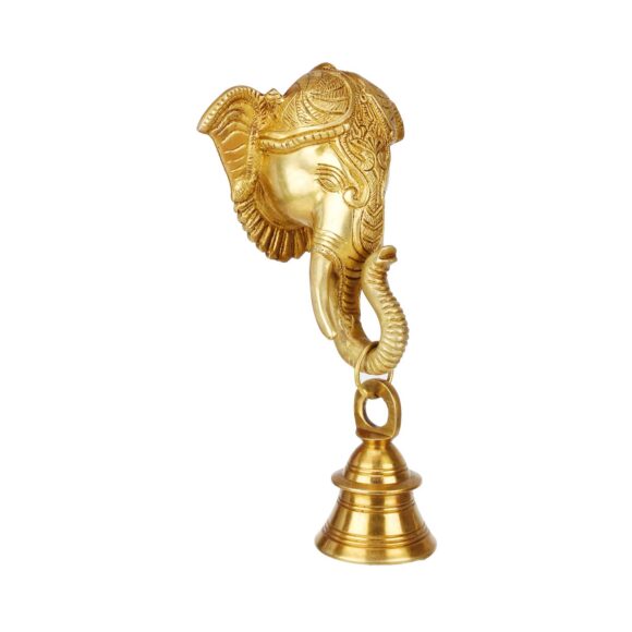 Brass Hanging Bell (9 x 6x 5 inch, Gold)