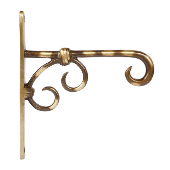 Brass Carved Wall Hanger for Chain Diya Bell Lantern Lamp Light String Climber Plant Bird Feeder Chimes Planter Pots Basket Carved Multi Hanger Non Rusting Length 7 Inch Height 6.25 Inch