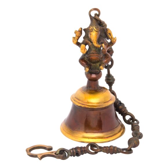 Brass Wall Door Air Ding Dong Puja Hanging Bells for Home Mandir Temple Living Room Decoration Pooja Decorative Items | Ganesh | Ganpati home decor