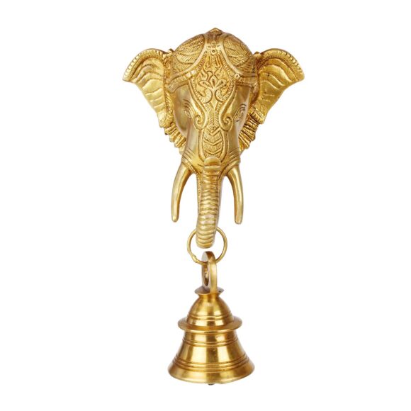 Brass Hanging Bell (9 x 6x 5 inch, Gold) - Image 2
