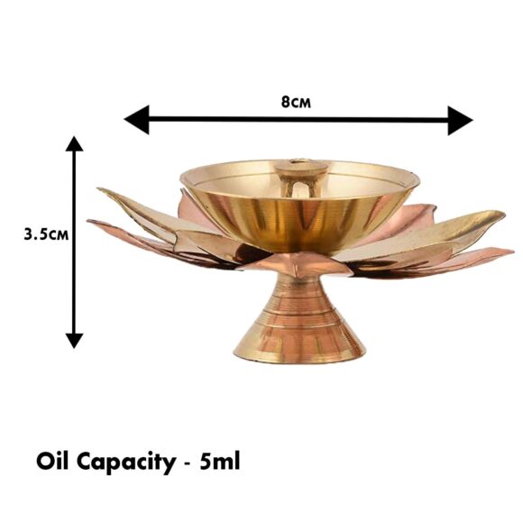 Metal Diya (3 x 3 x 1.5 inch, Gold) - Image 2