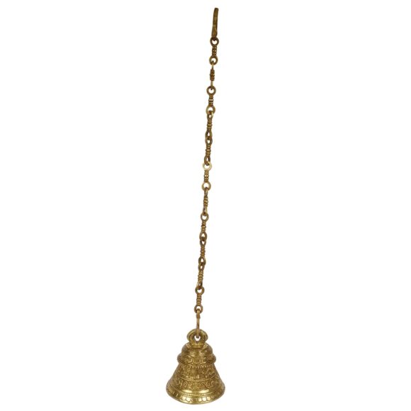 Religious Ethnic Indian God Lord Vishnu Dashavtar Engraved on Brass Hanging Bell- Gold, standard home decor - Image 2