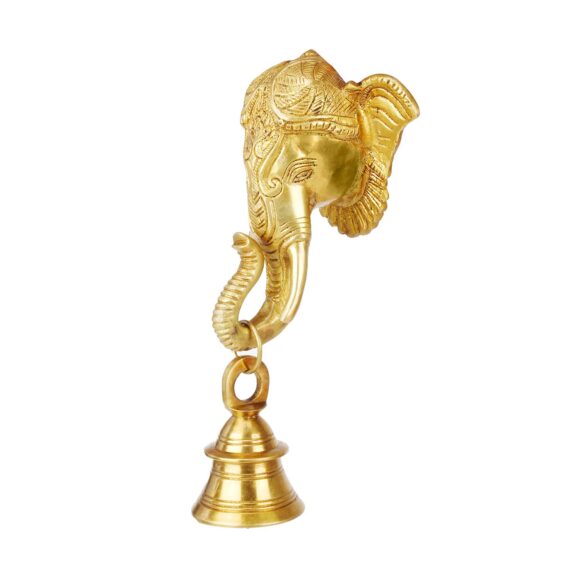 Brass Hanging Bell (9 x 6x 5 inch, Gold) - Image 3